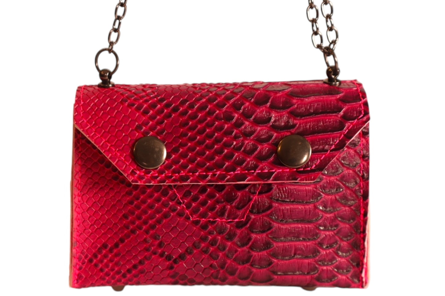 Handmade pink faux snake skin kids crossbody clutch