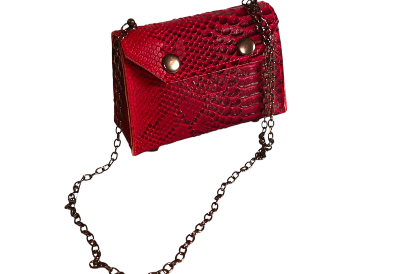 Handmade pink faux snake skin kids crossbody clutch
