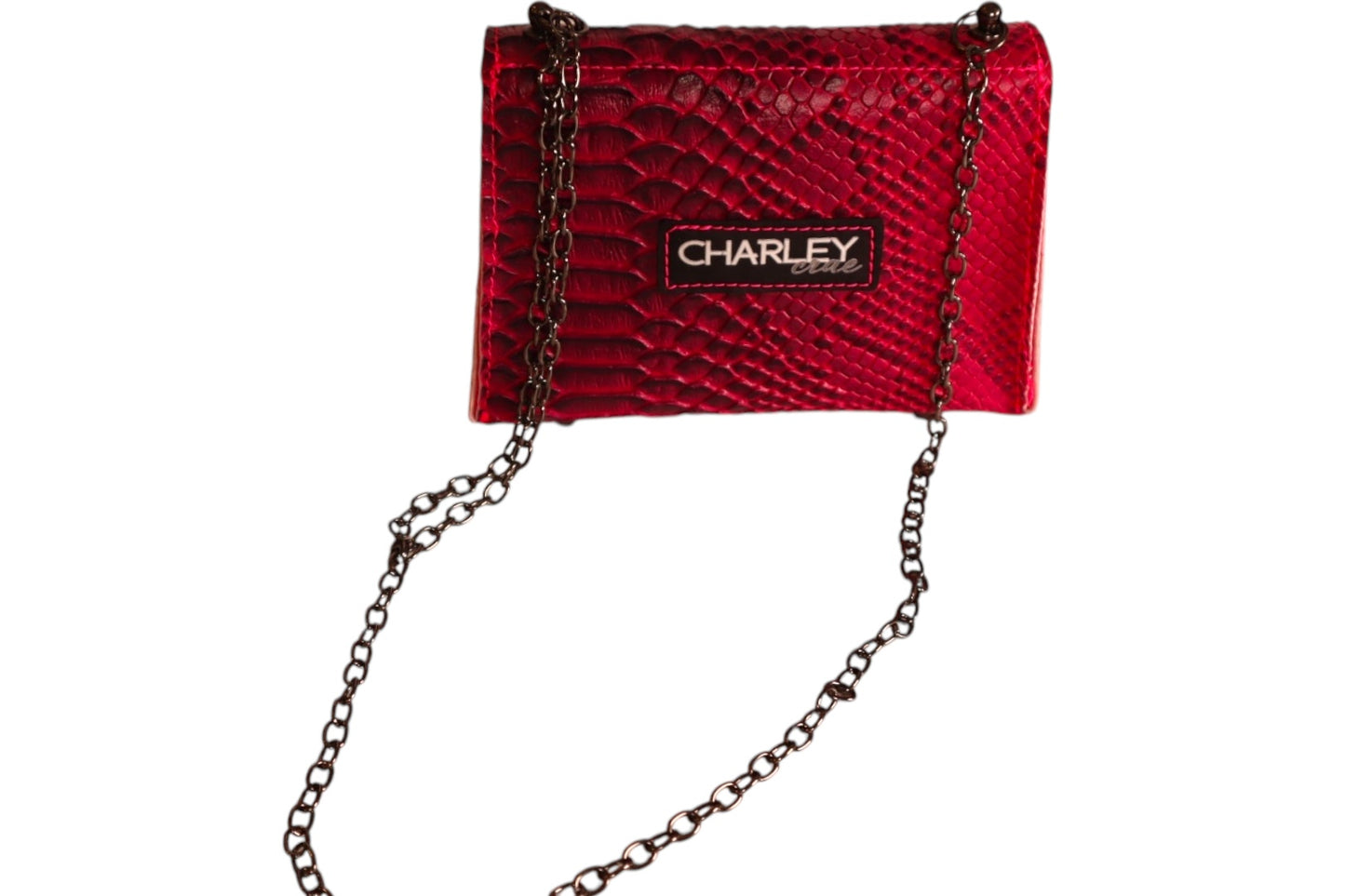 Handmade pink faux snake skin kids crossbody clutch