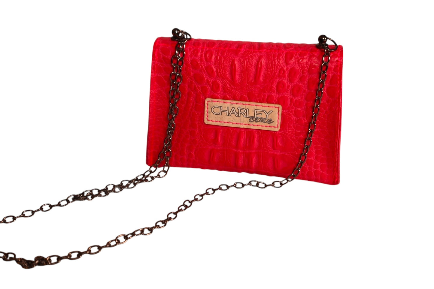 Handmade pink faux snake skin kids crossbody clutch
