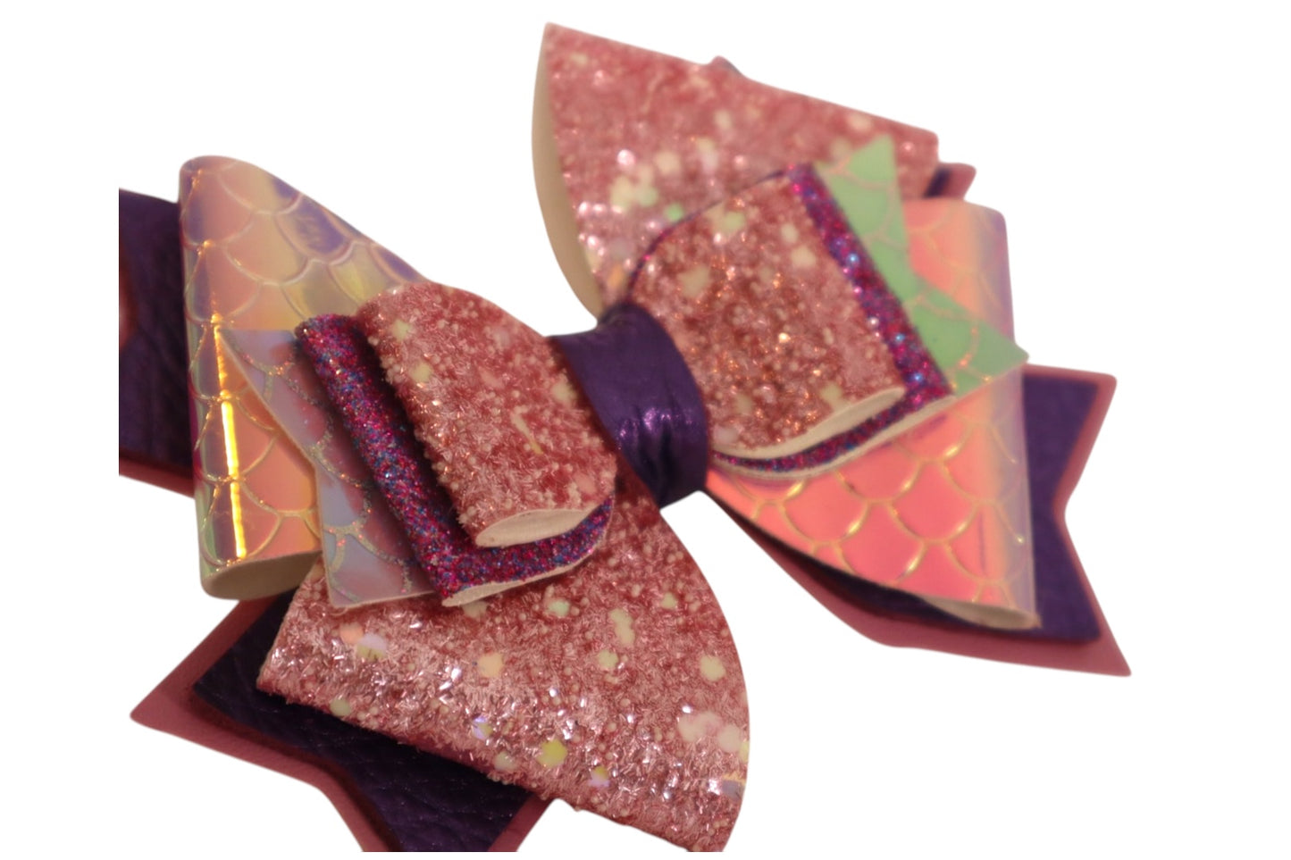 Handmade 4.5” purple leather Betty Bow hair bow
