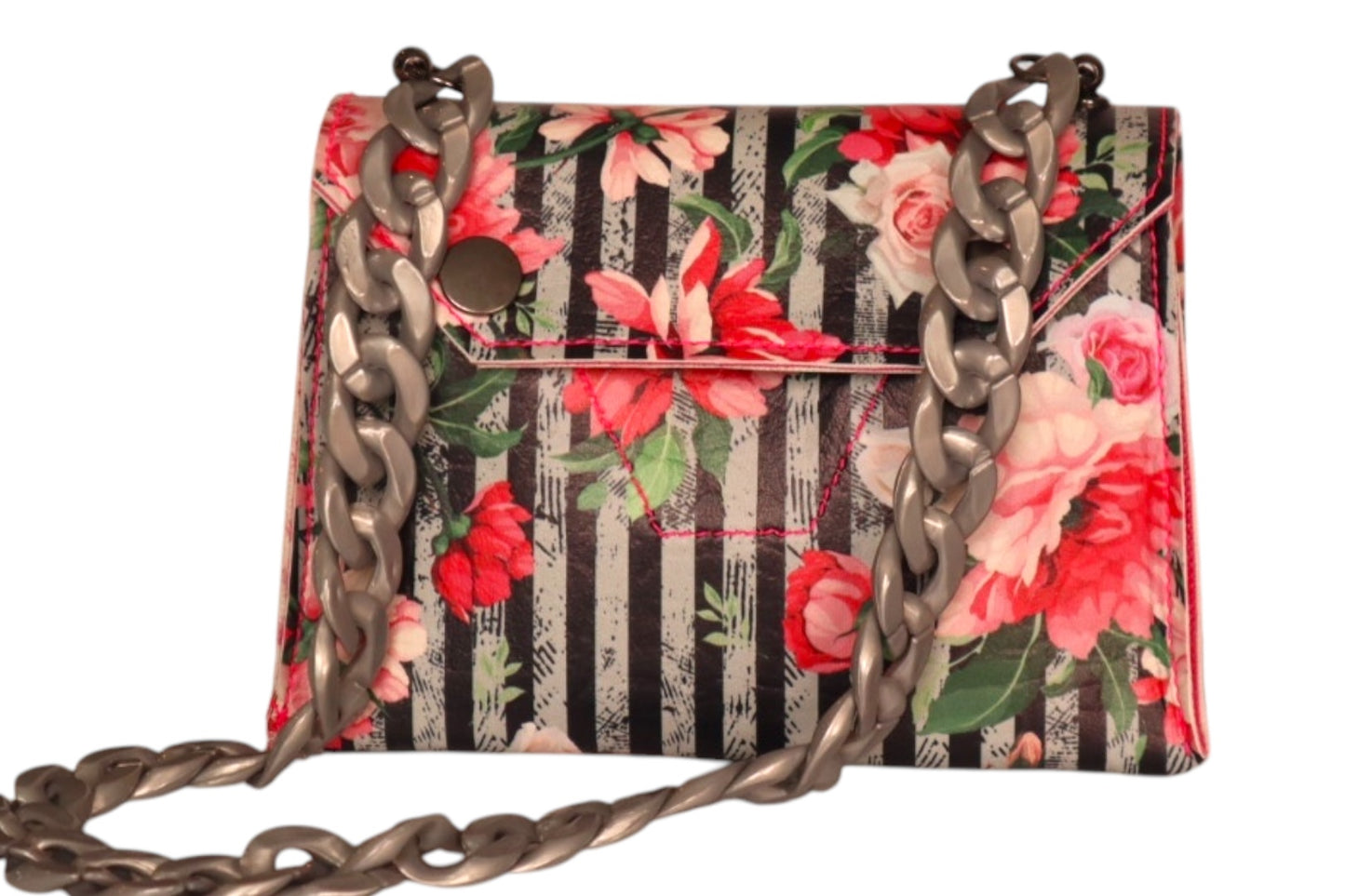 Handmade striped pink floral toddler/child handbag
