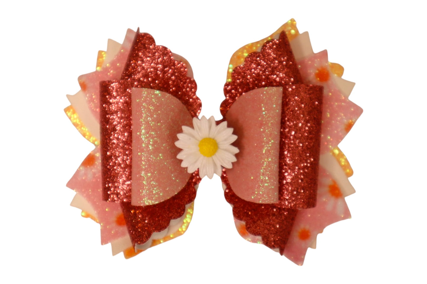 Handmade 4” sunflower Triple Scoop hair bow