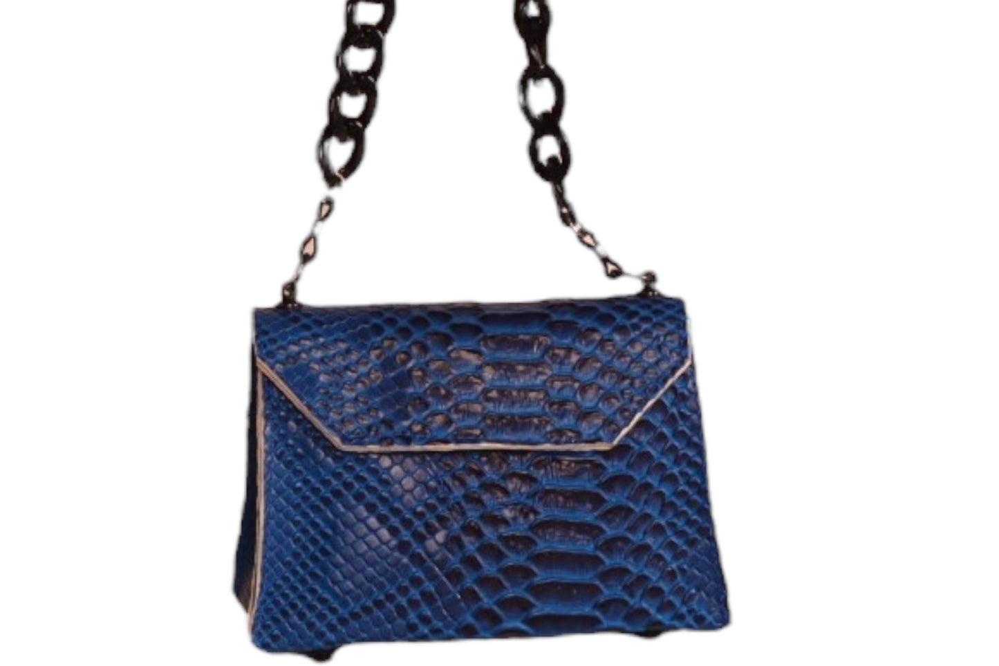 Electric blue faux snake skin handmade kids crossbody clutch