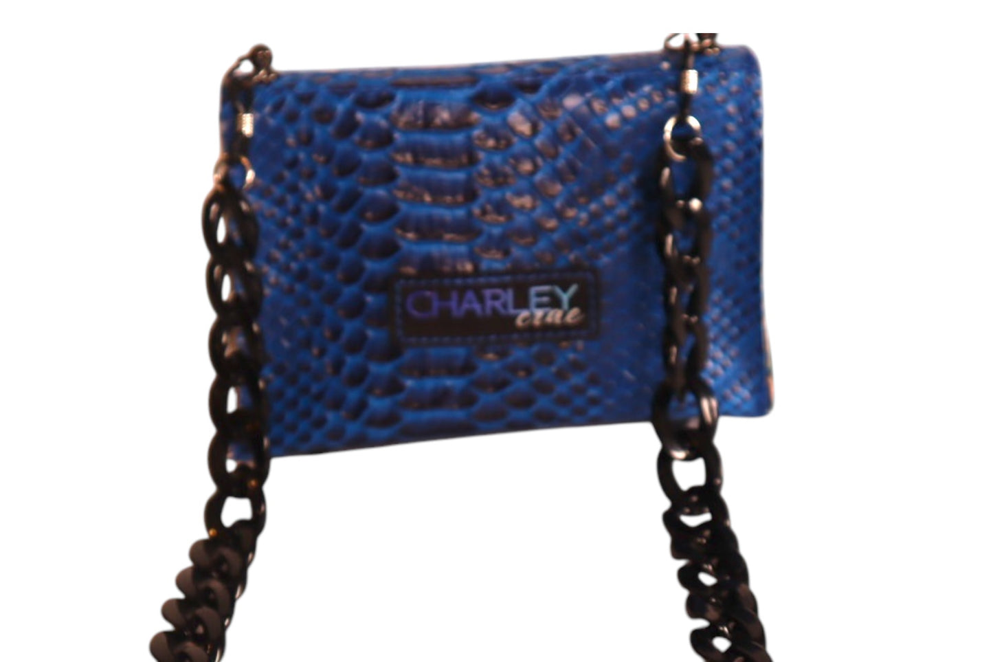 Electric blue faux snake skin handmade kids crossbody clutch