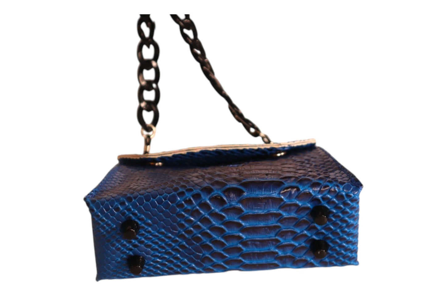 Electric blue faux snake skin handmade kids crossbody clutch