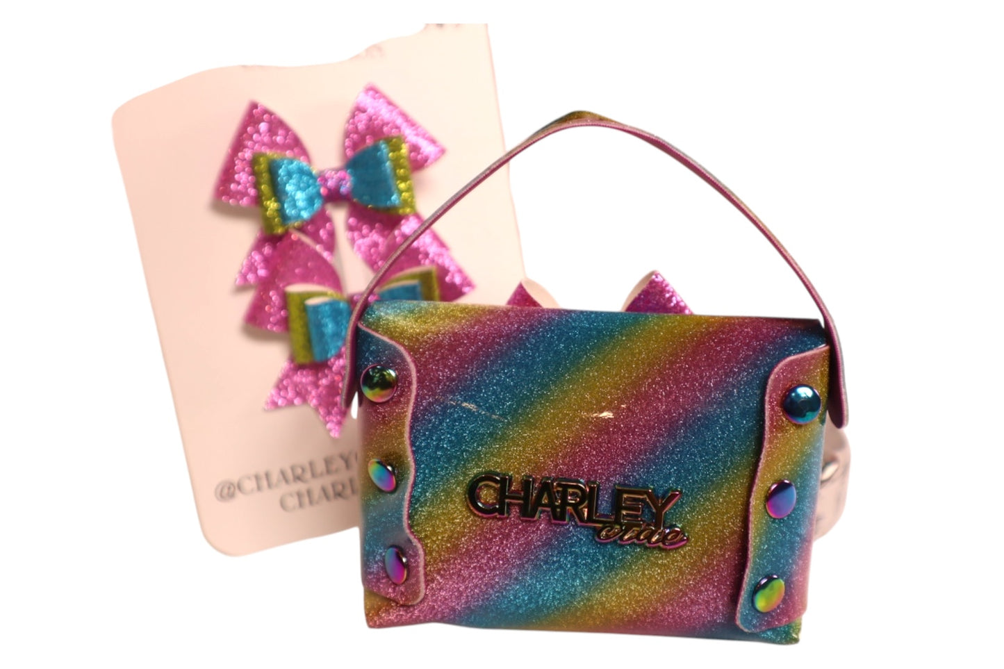 Handmade tiny toddler handbag with matching pigtail bows