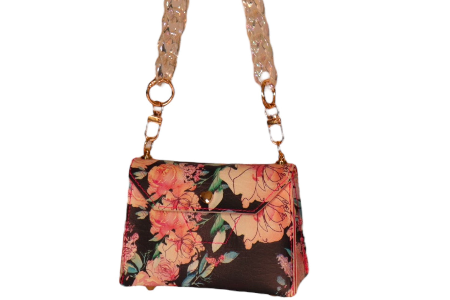 Handmade navy and pink floral toddler/kid handbag