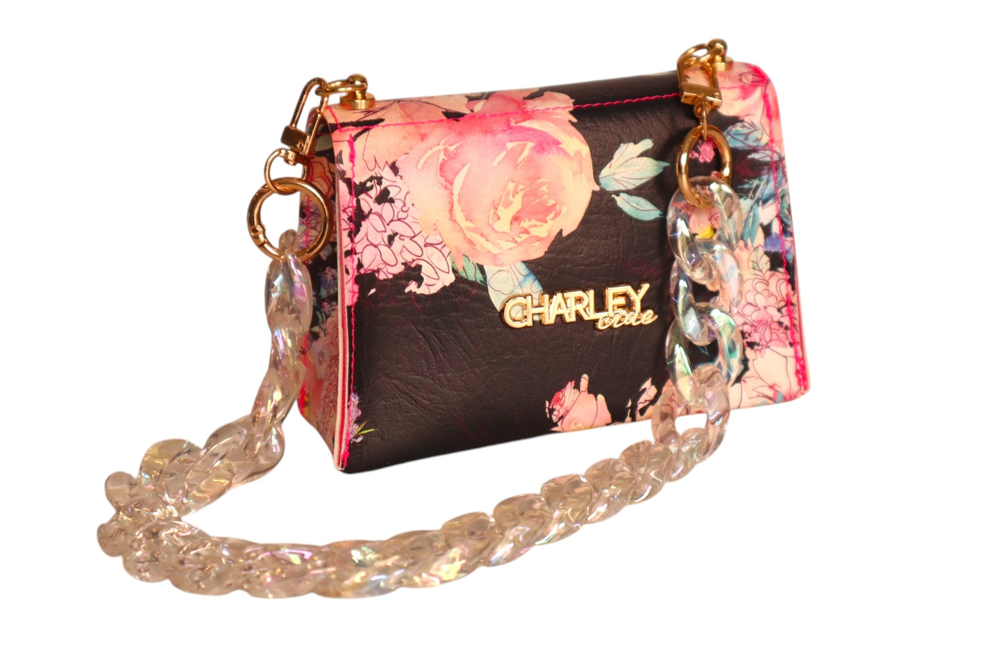 Handmade navy and pink floral toddler/kid handbag