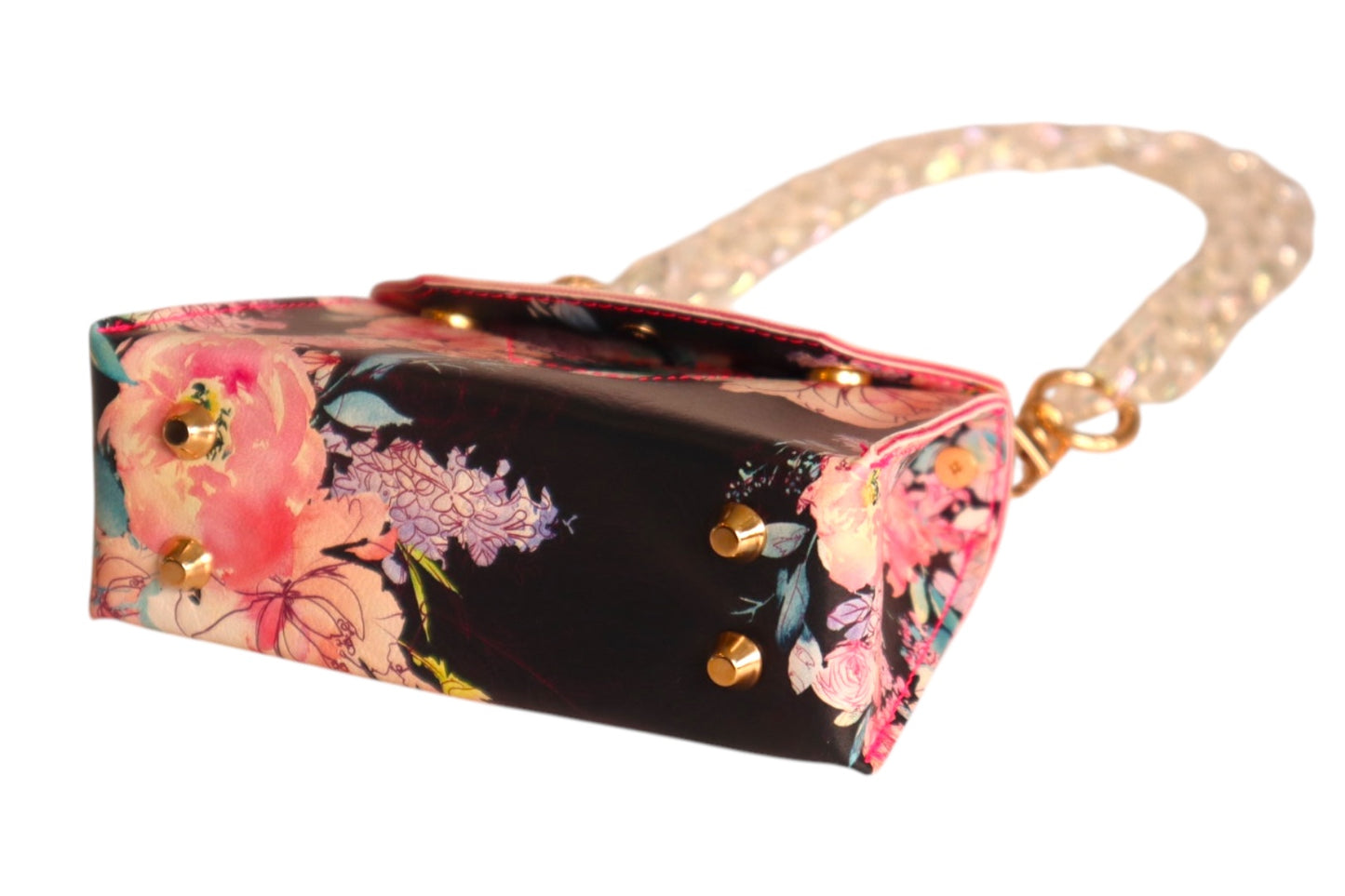 Handmade navy and pink floral toddler/kid handbag
