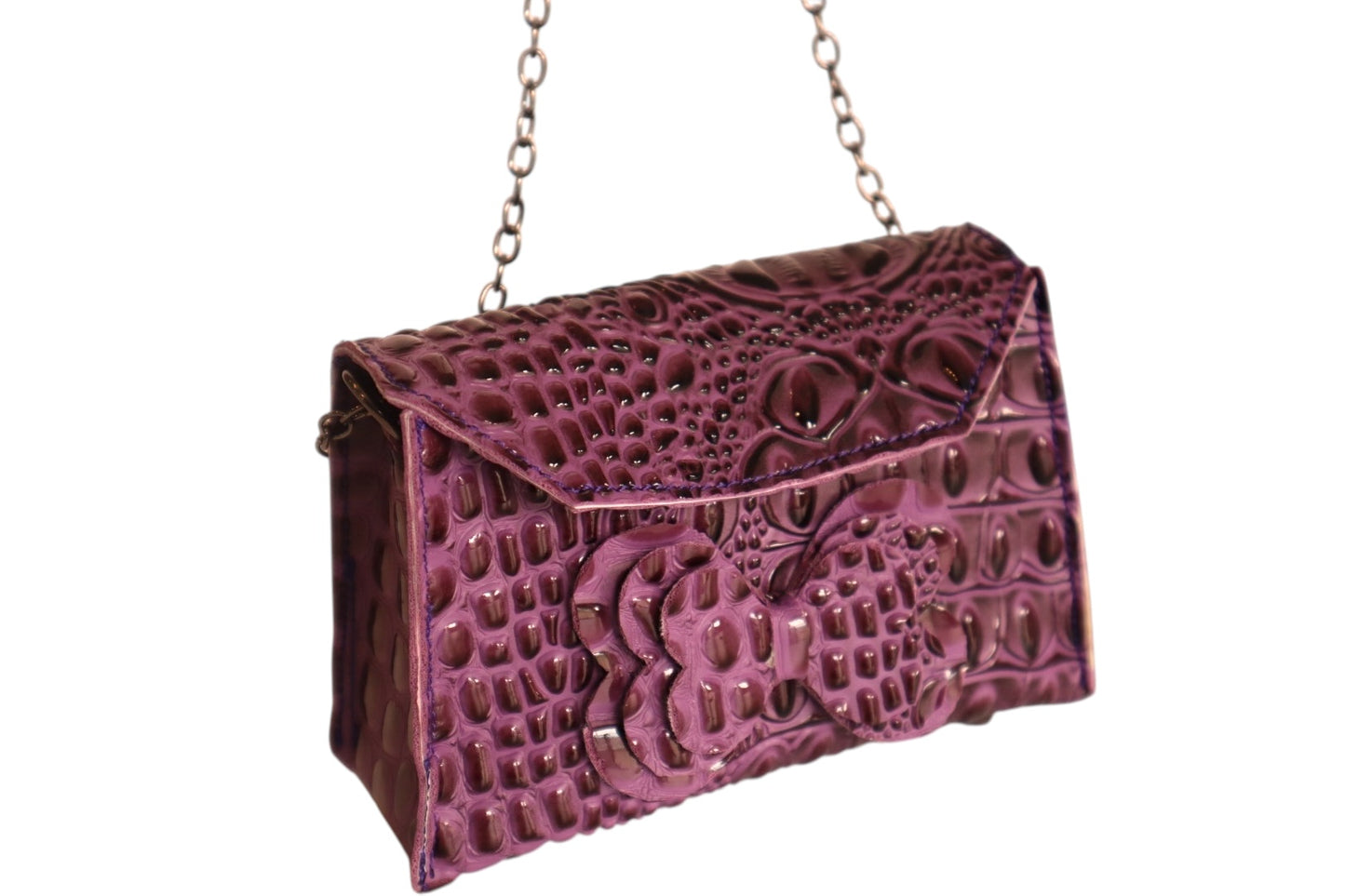 Handmade purple faux crocodile skin toddler/kid handbag