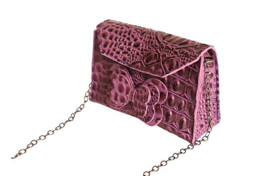 Handmade purple faux crocodile skin toddler/kid handbag
