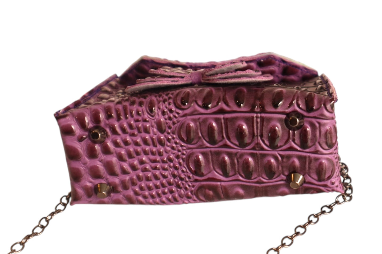 Handmade purple faux crocodile skin toddler/kid handbag