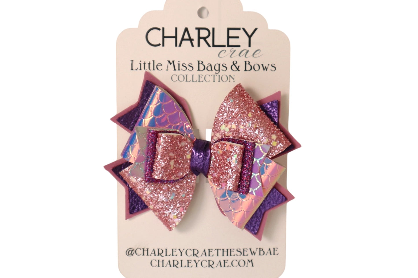 Handmade 4.5” purple leather Betty Bow hair bow