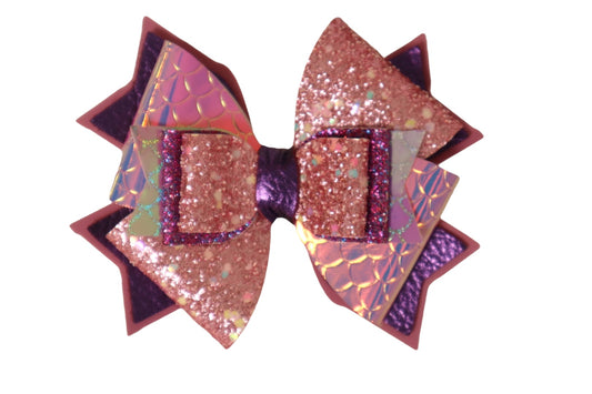 Handmade 4.5” purple leather Betty Bow hair bow