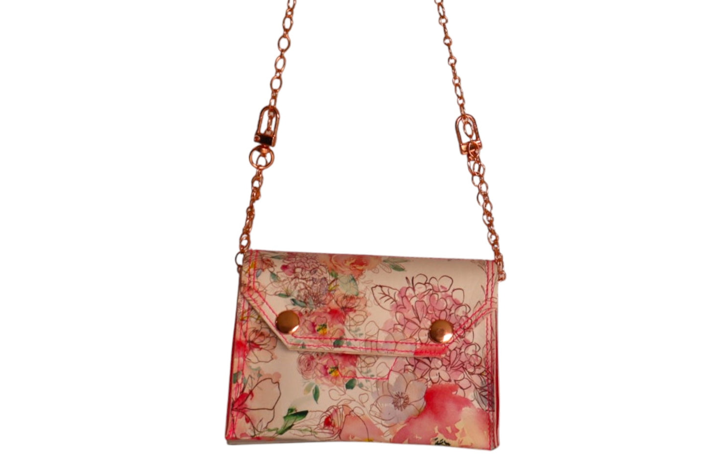 Handmade pink floral faux leather kids crossbody toddler crossbody bag