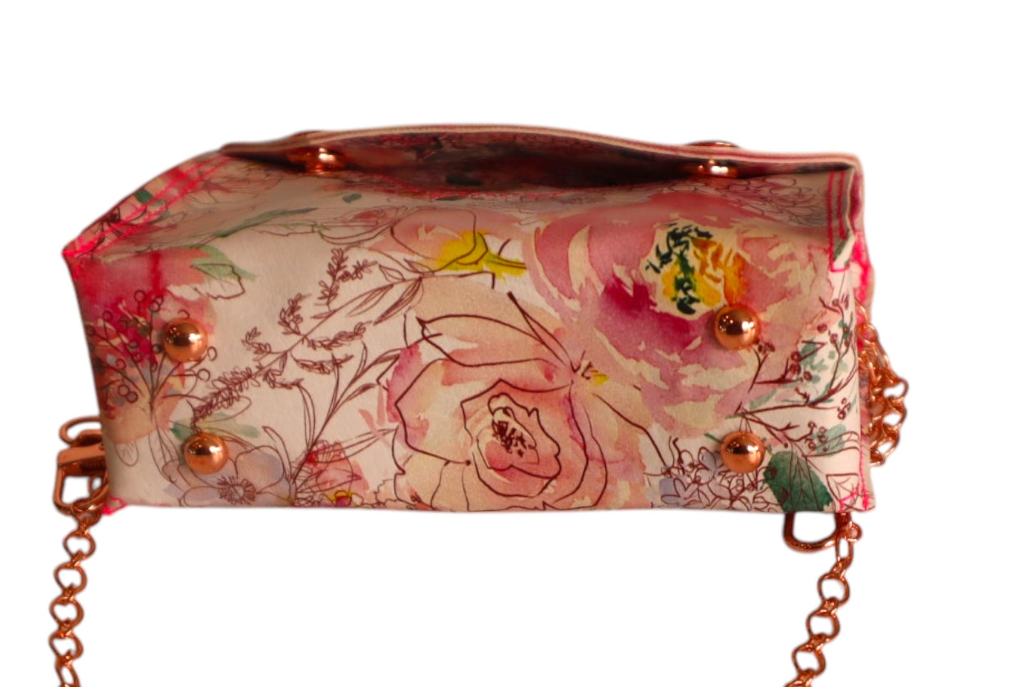 Handmade pink floral faux leather kids crossbody toddler crossbody bag