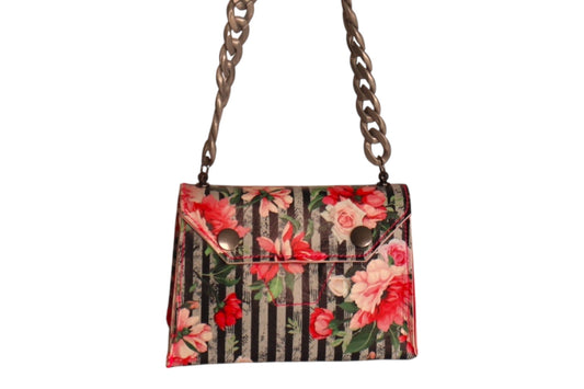Handmade striped pink floral toddler/child handbag