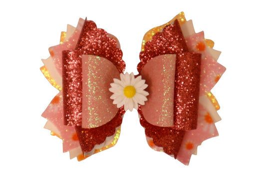 Handmade 4” sunflower Triple Scoop hair bow