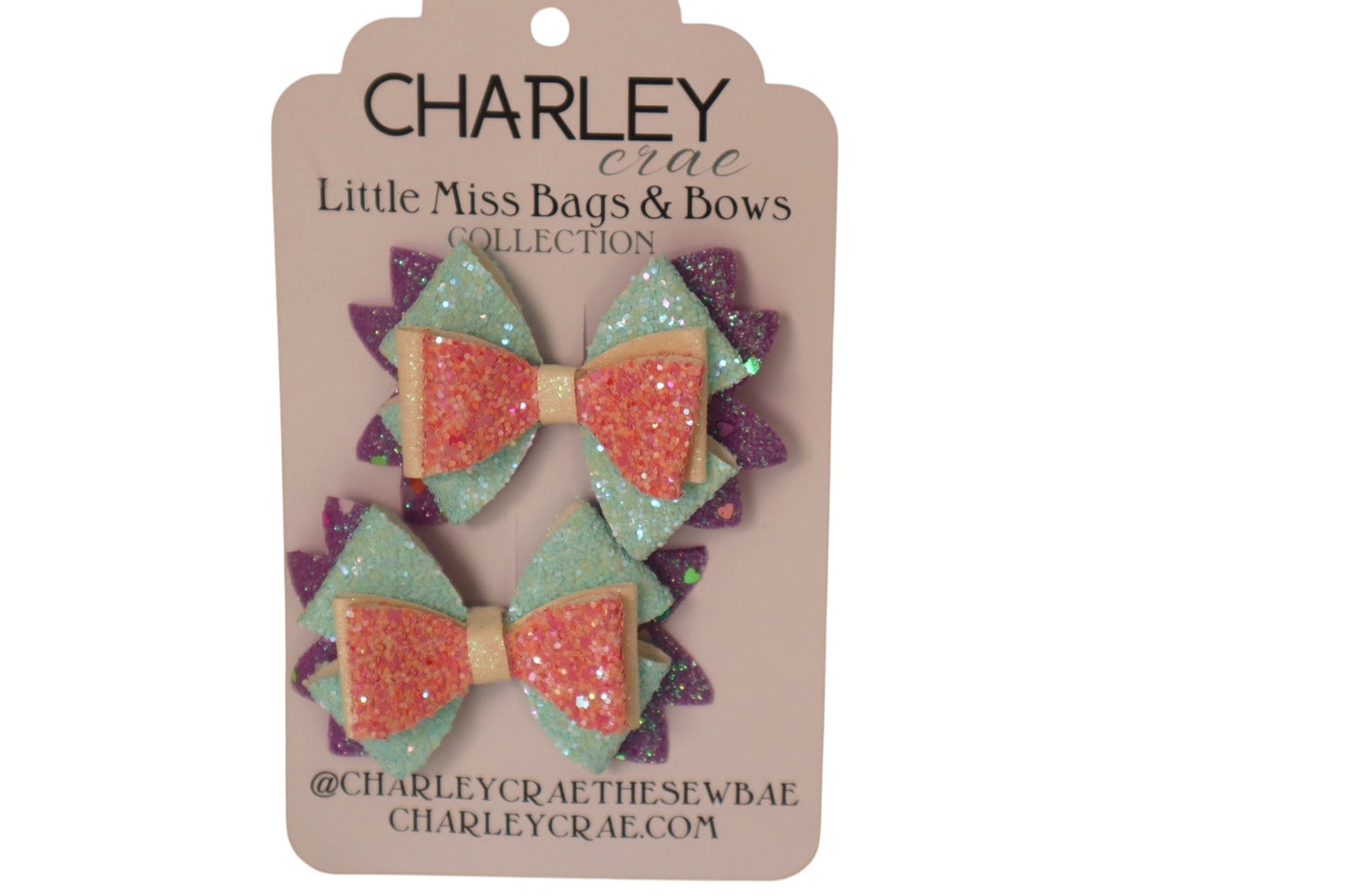 Handmade glitter pigtail hair bows