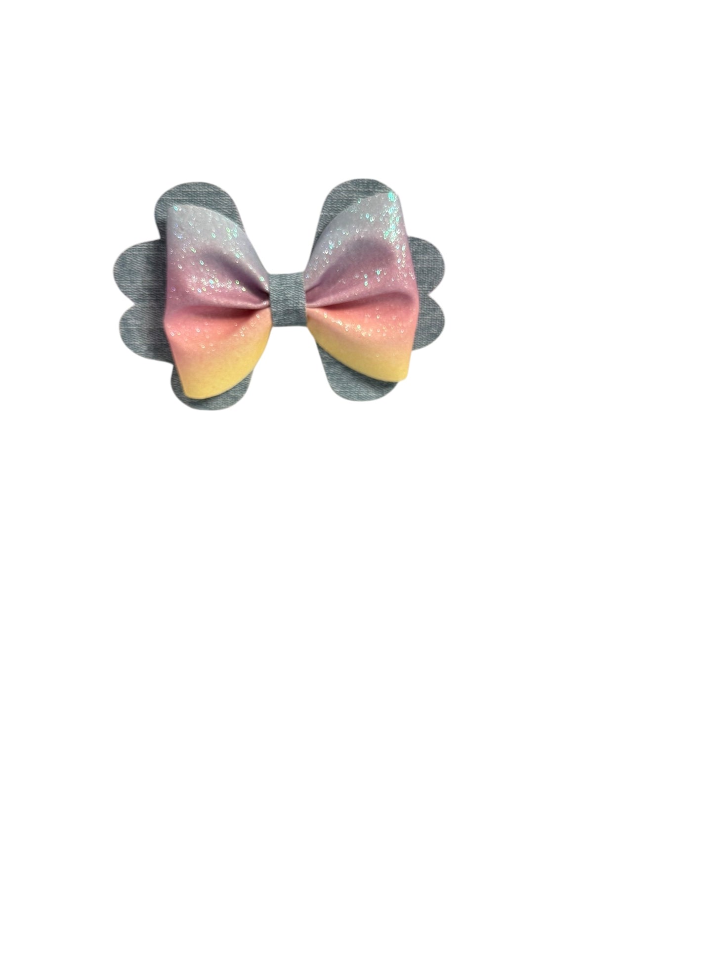 5” rainbow sparkle scalloped pinch bow