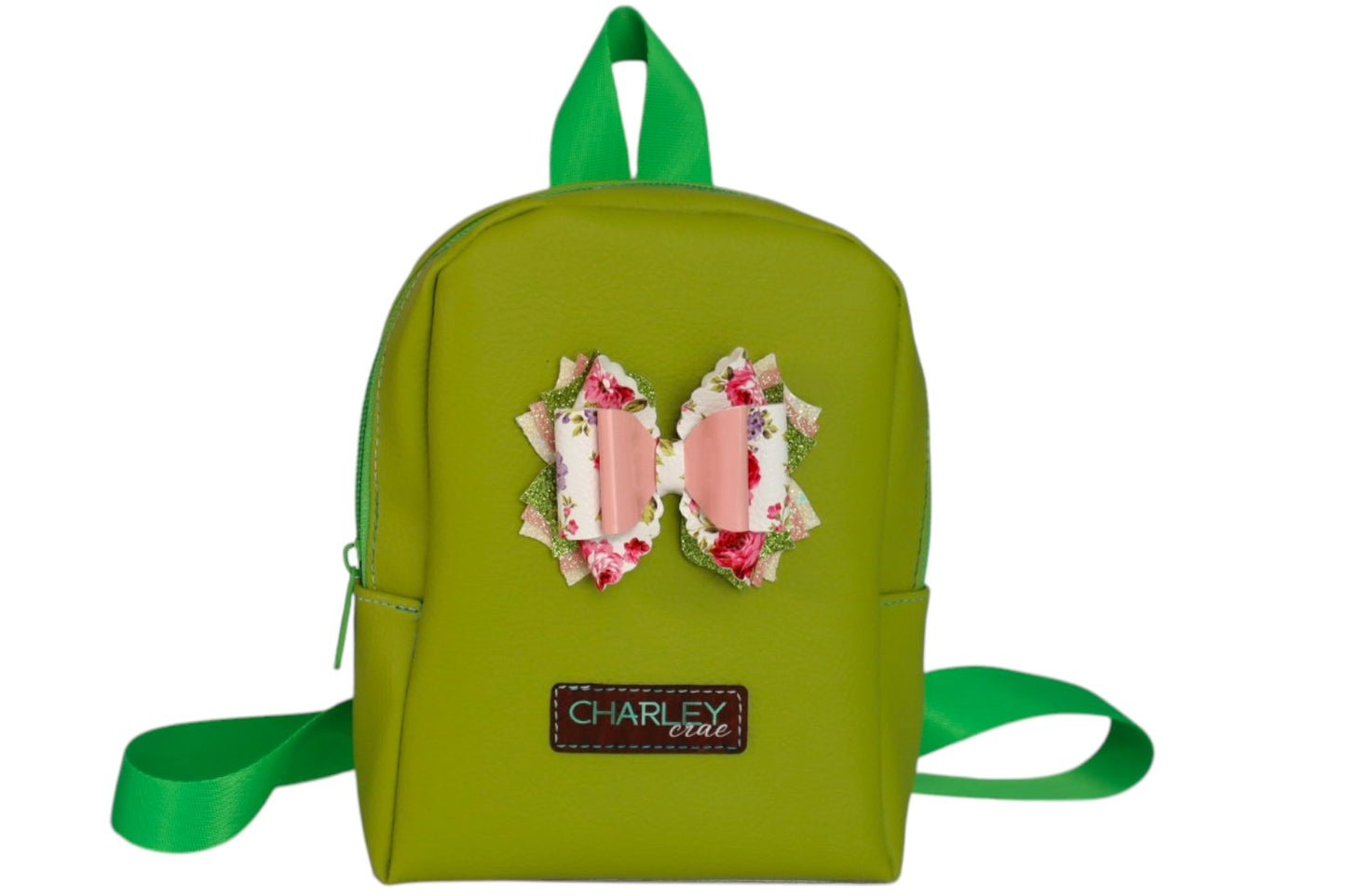 Handmade Lime Green faux leather toddler fashion backpack