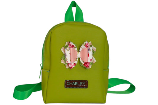 Handmade Lime Green faux leather toddler fashion backpack