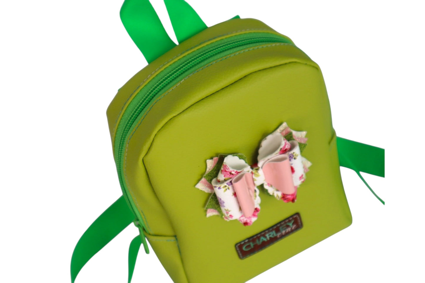 Handmade Lime Green faux leather toddler fashion backpack