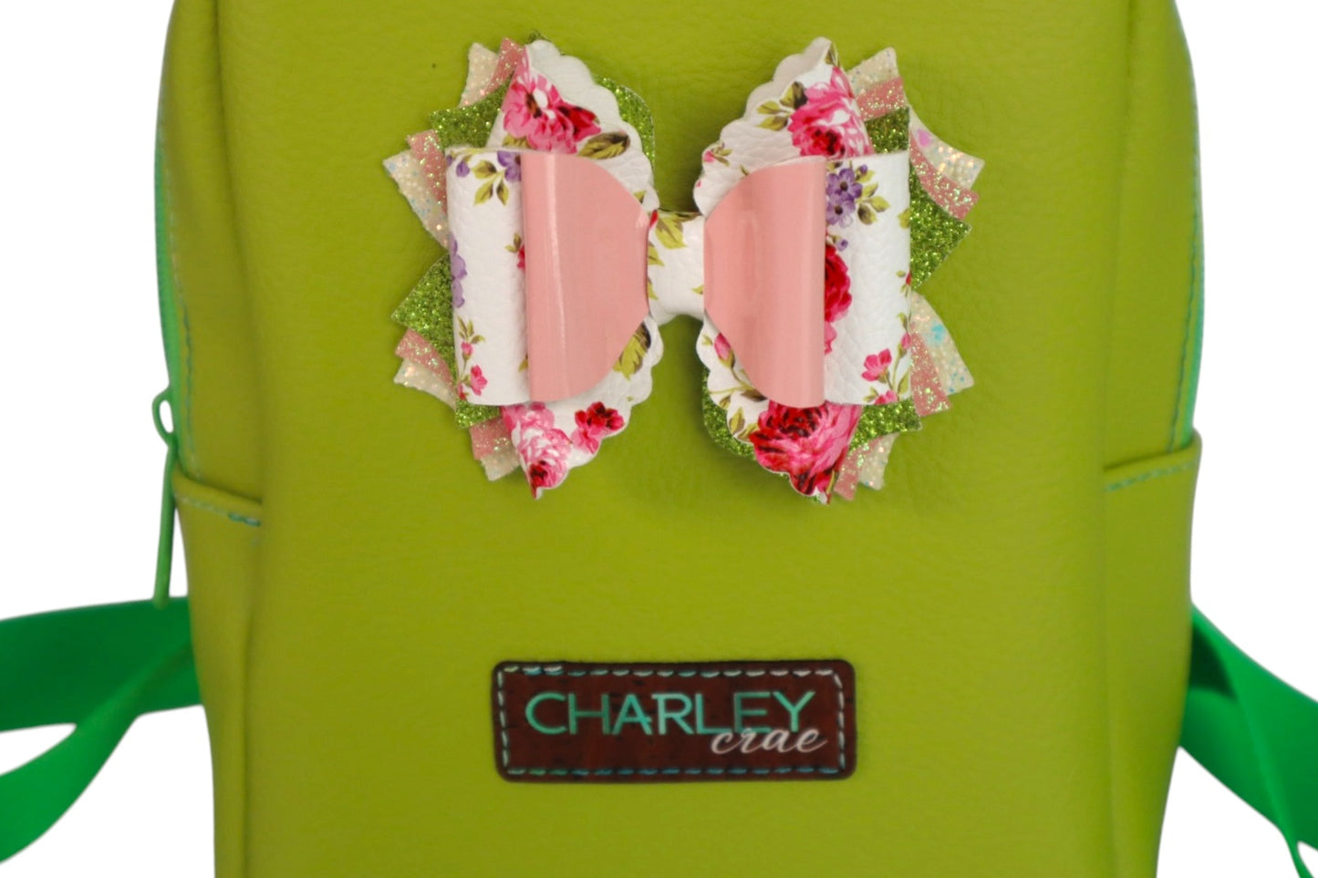 Handmade Lime Green faux leather toddler fashion backpack