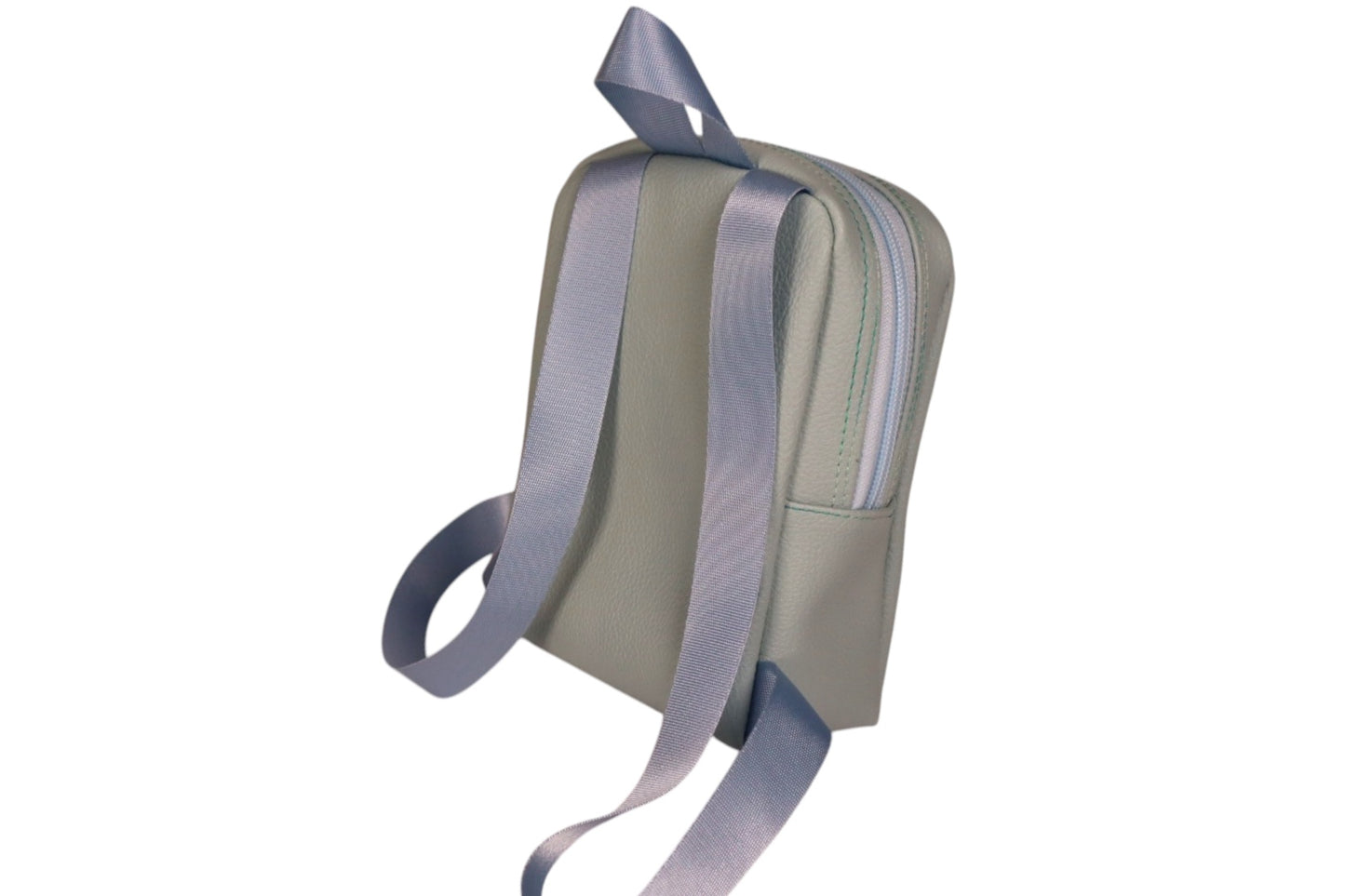 Light Blue faux leather handmade toddler backpack with butterfly bow
